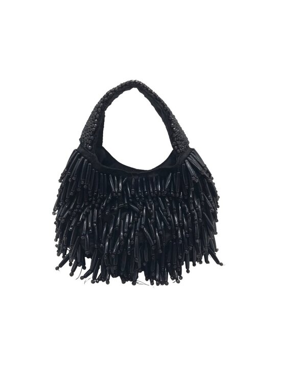 Unbranded Handbags - Unbranded Black Beaded Fringe Handbag